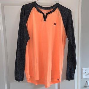 Hurley Orange/Grey Longsleeve Henley Shirt - Large